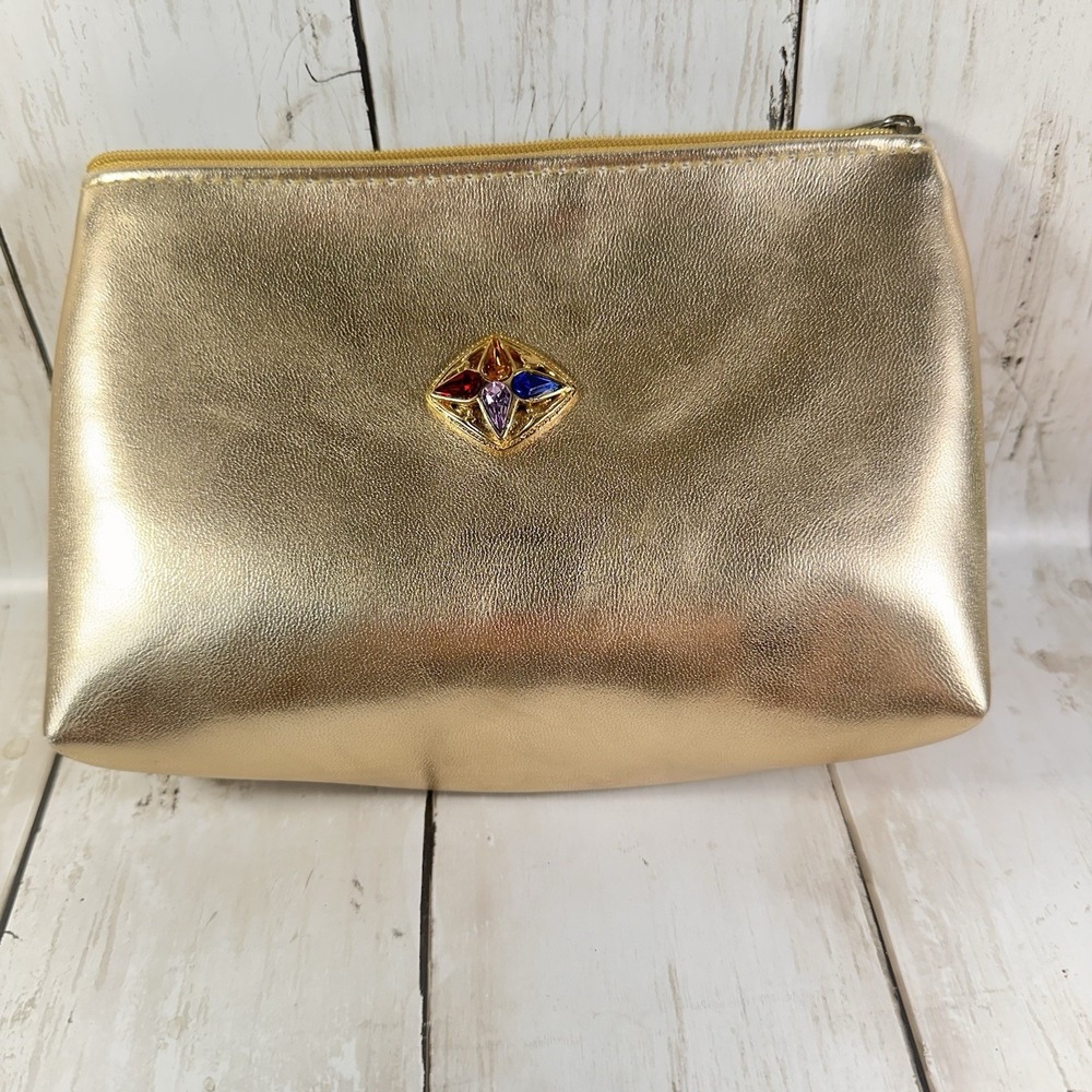 Cityside Hollywood Florida Vintage Zip Clutch Purse Gold‎